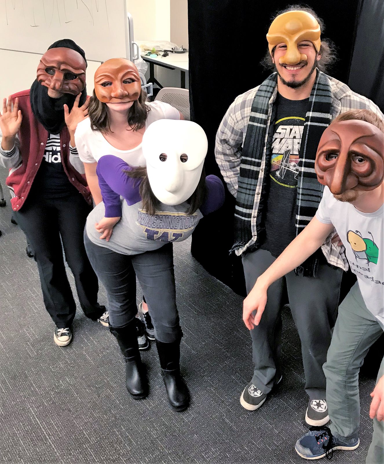 Five students in masks