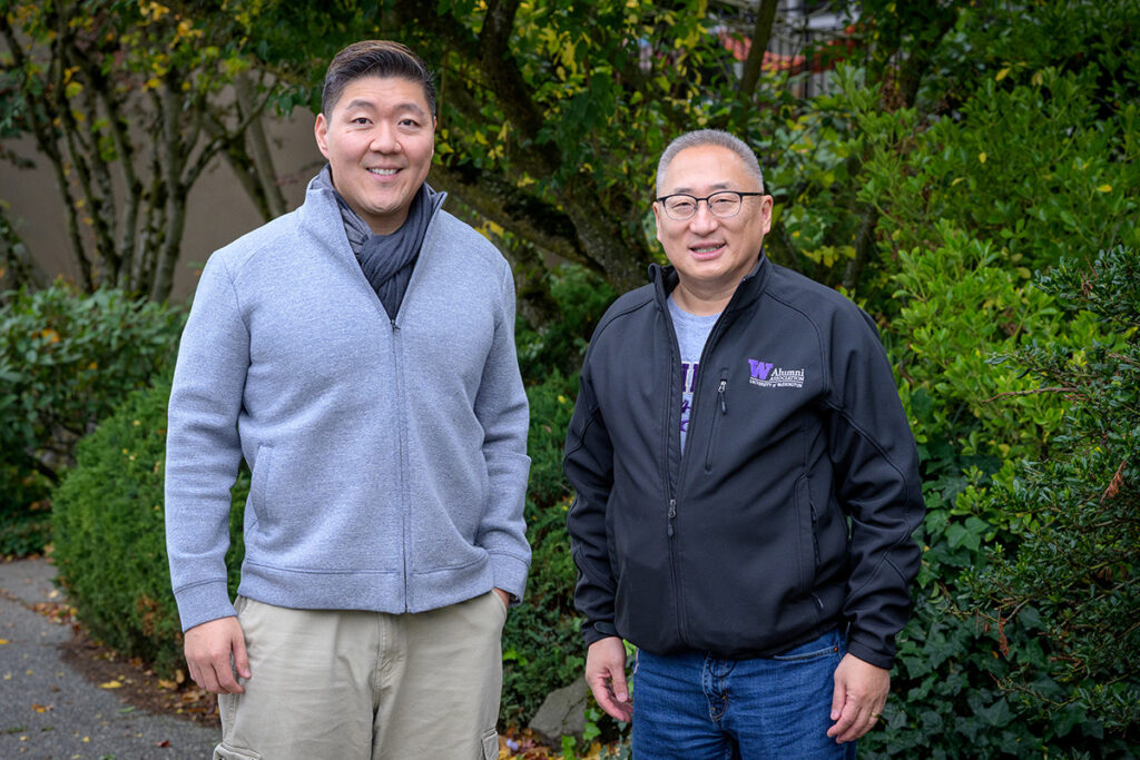 Jason Moon and Dan Uhm in front of the Zeolite Composites office in Seattle, WA.