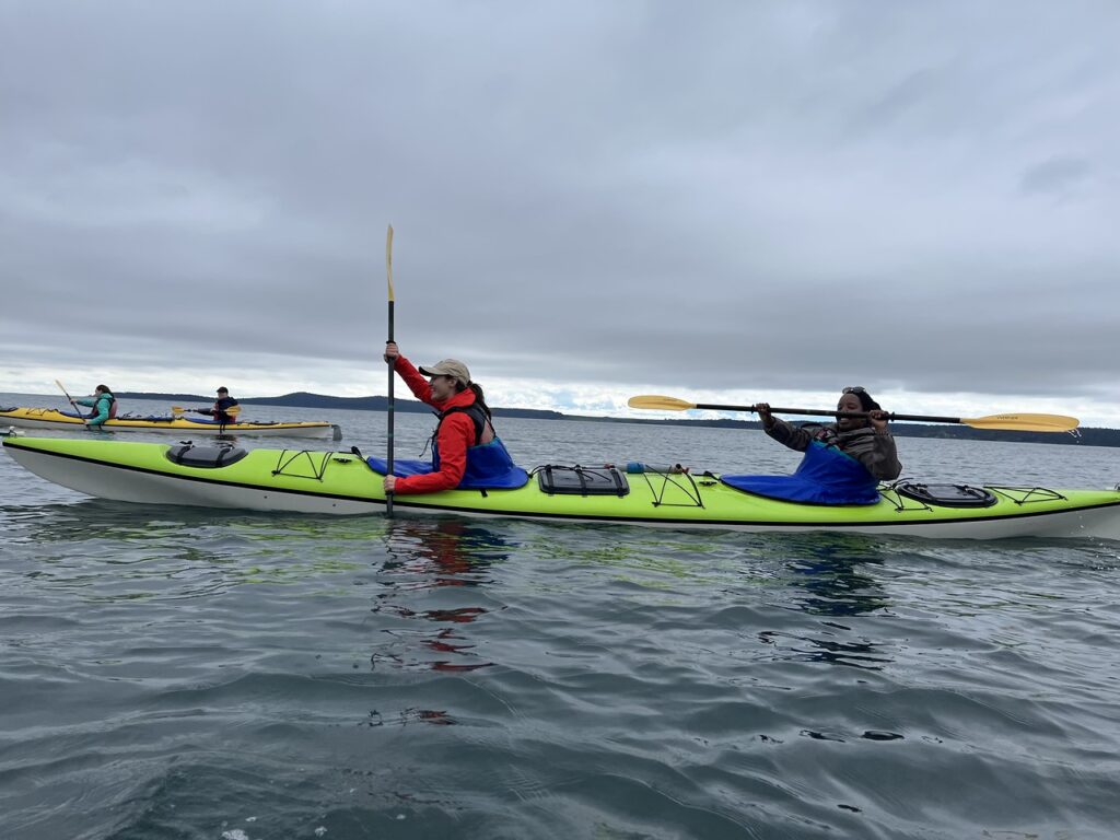 Two students kayaking