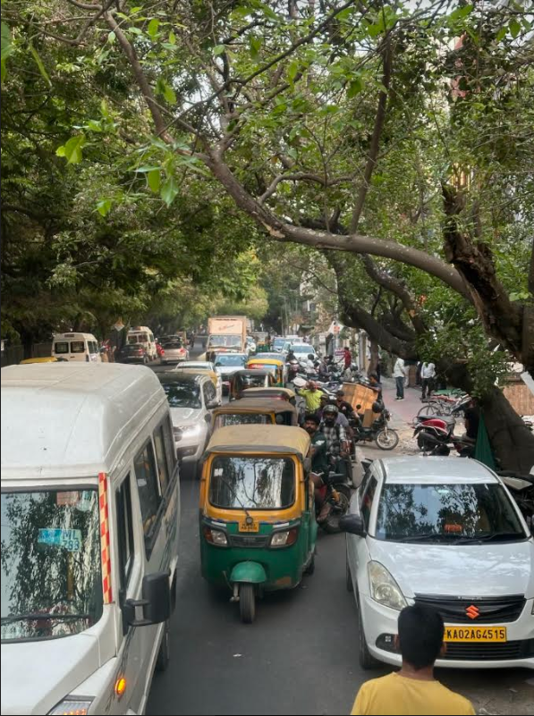 A traffic-congested street in India