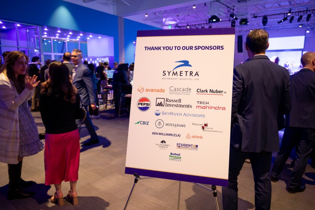 A poster with the logos of the event sponsors