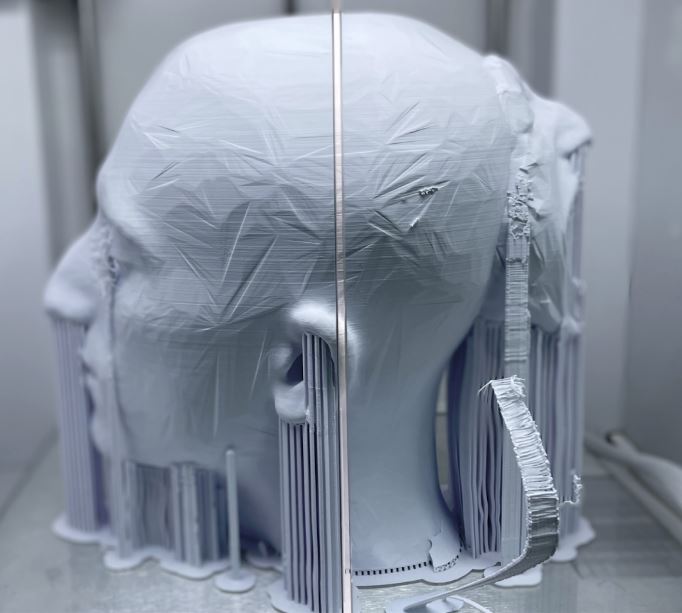 side view of 3D head after printing