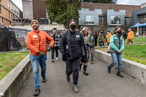 Group of UW Bothell researchers on a campus tour