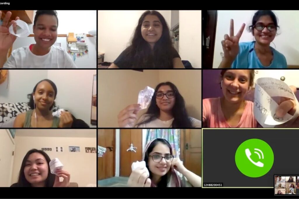 Global Scholar students in a group call 