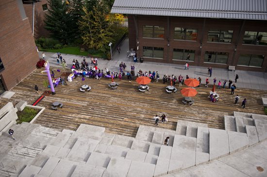 Students attending an event in the UW Bothell Plaza; overlooking image