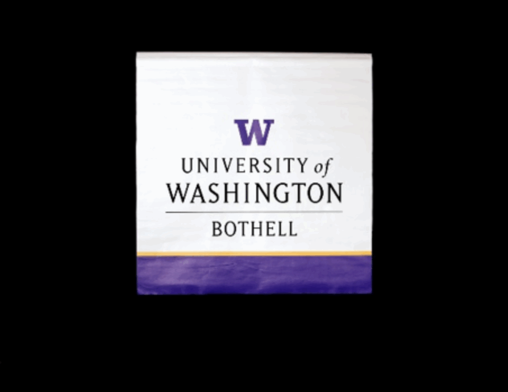 Podium cover with University of Washington Bothell logo.