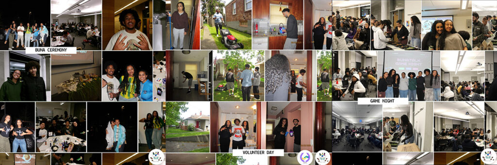 Mosaic of images from BunaTalk club events.