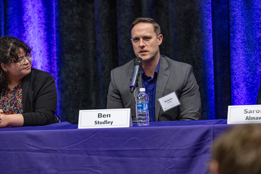 UW Bothell alumnus, Ben Studley, speaking on an alumni panel.