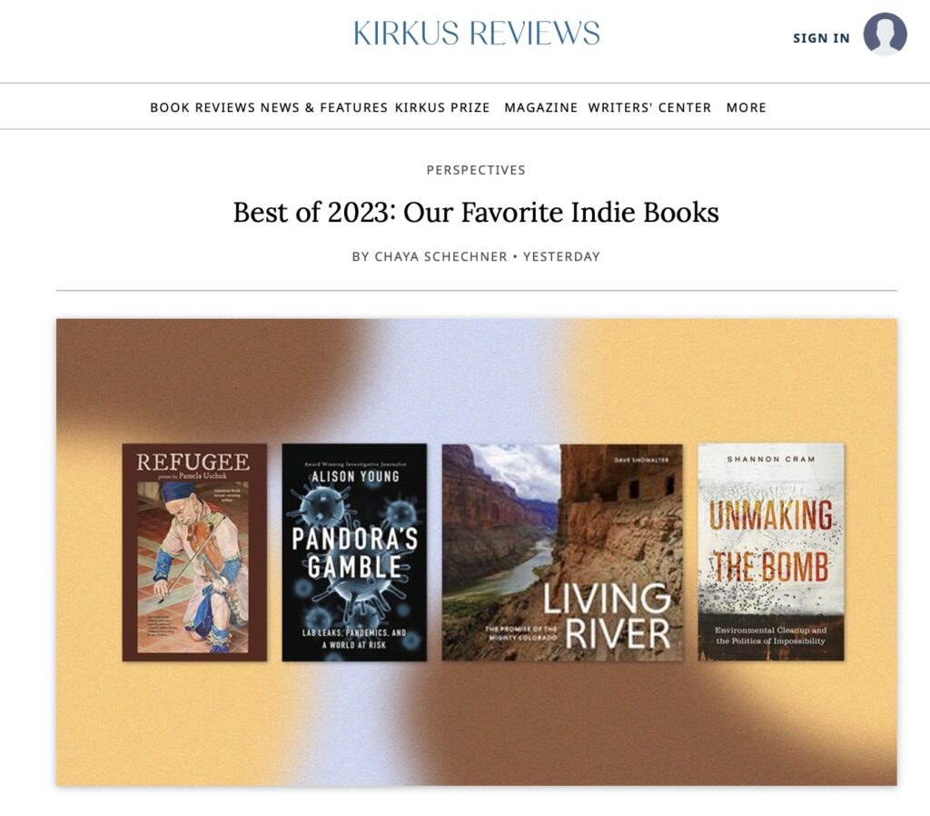Kirkus Reviews web home page featuring "Unmaking the Bomb" by Shannon Cram 