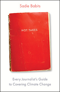 Image of the Hot Takes book cover. It shows a red field notebook centered on a white background.