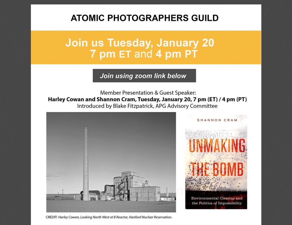 Poster for APG event, featuring photo of Hanford Nuclear Reservation.