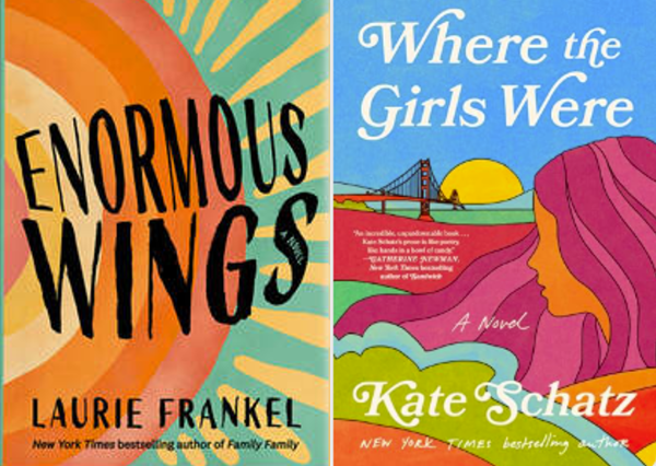 Book covers for "Enormous Wings" and "Where the Girls Were"