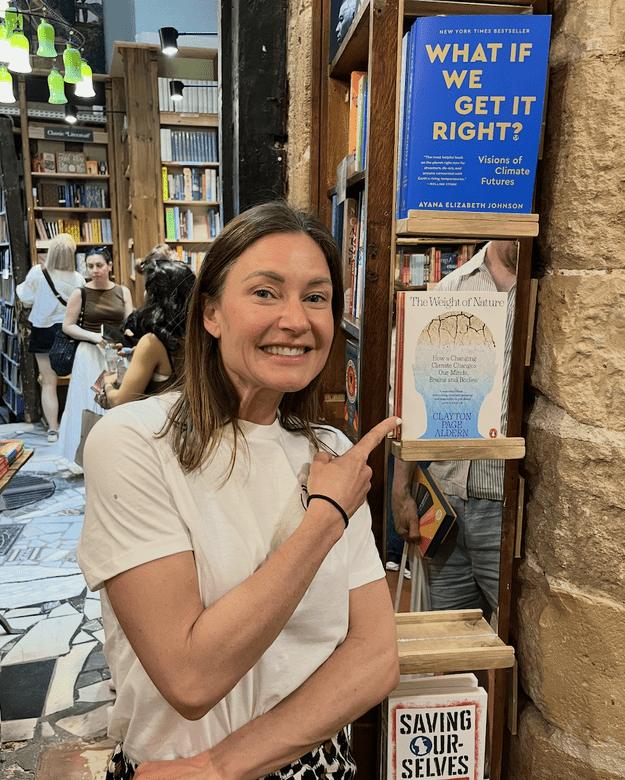 Jennifer Atkinson in a bookstore