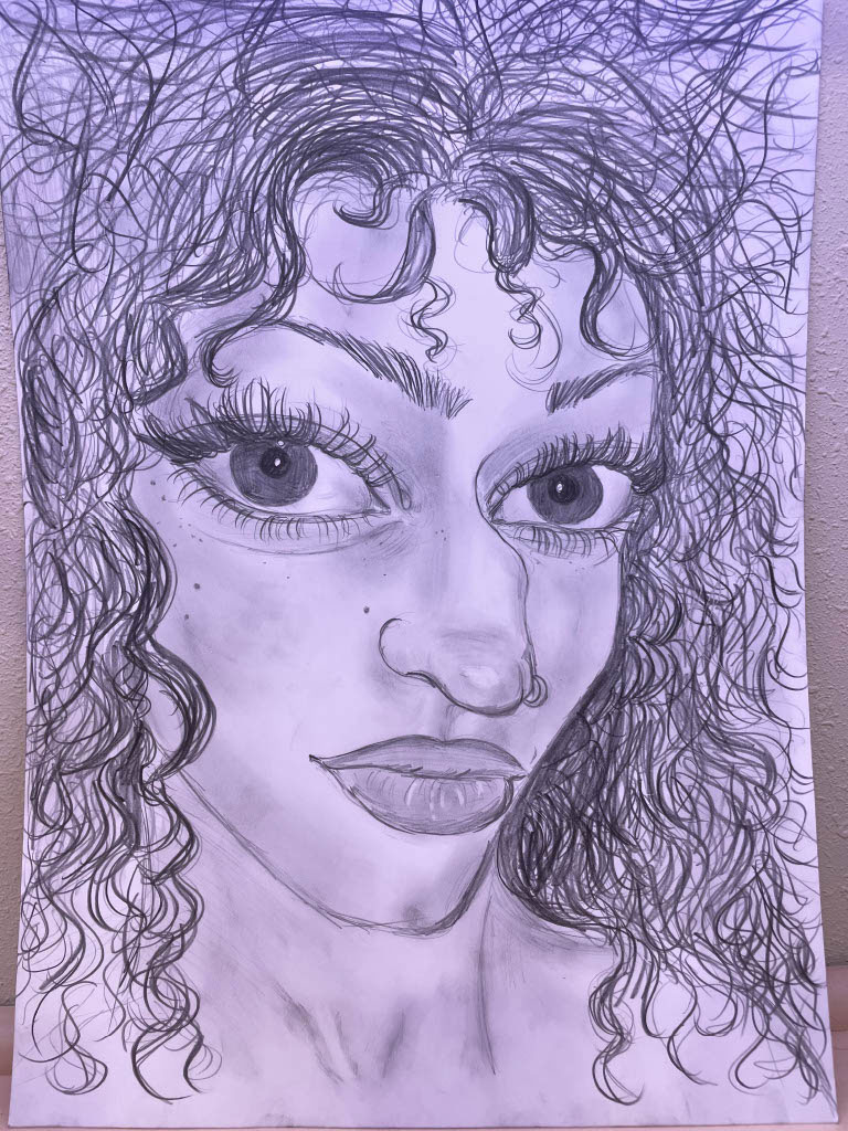 A self portrait drawing.