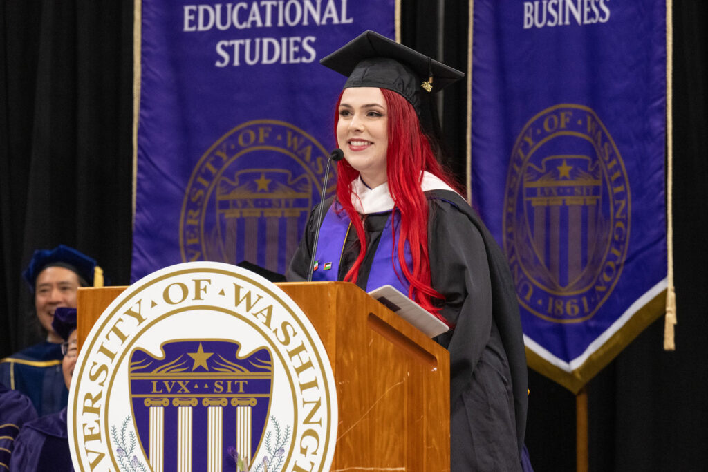 A person at a podium.