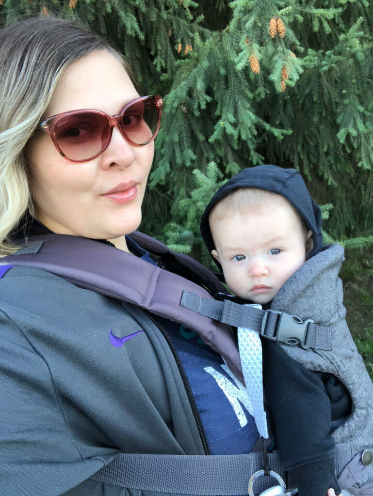 A person with a baby.