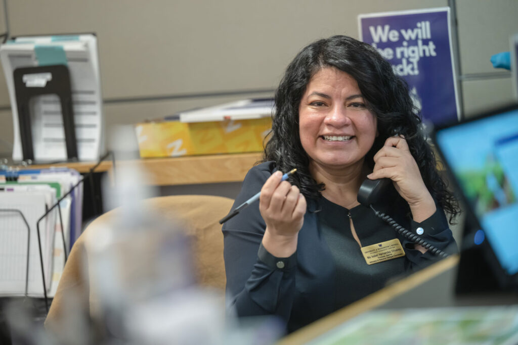 A person on the phone.