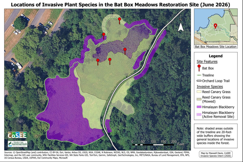 A map depicting invasive plant species locations.