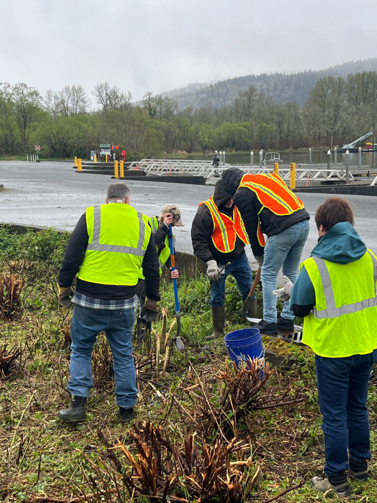 People doing restoration work.