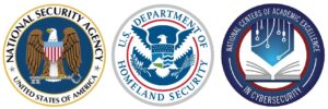 Accreditation seals from the National Security Agency United States of America, U.S. Department of
Homeland Security, National Centers of
Academic Excellence in Cybersecurity