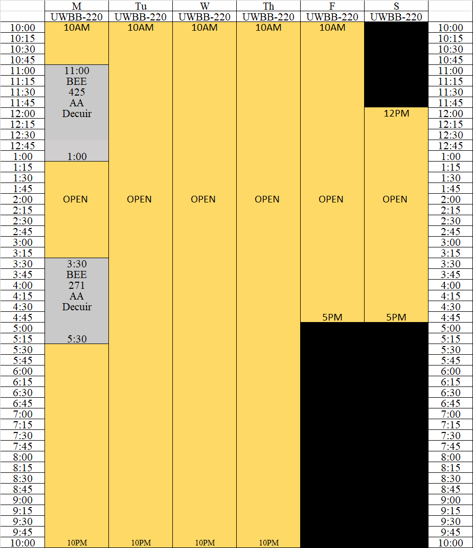 EE Open lab schedule School of Science, Technology, Engineering