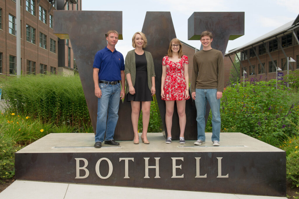 Tiling Theory group of students with their mentor at the W Bothell statue