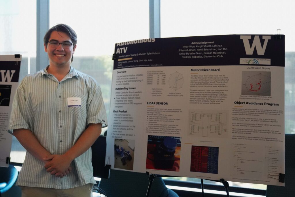 Luke Kustra next to his poster at the STEM Symposium