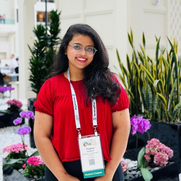 Pragnya Ambekar wearing her event badge
