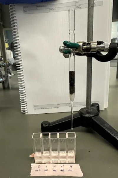 A pasteur pipette column in a lab