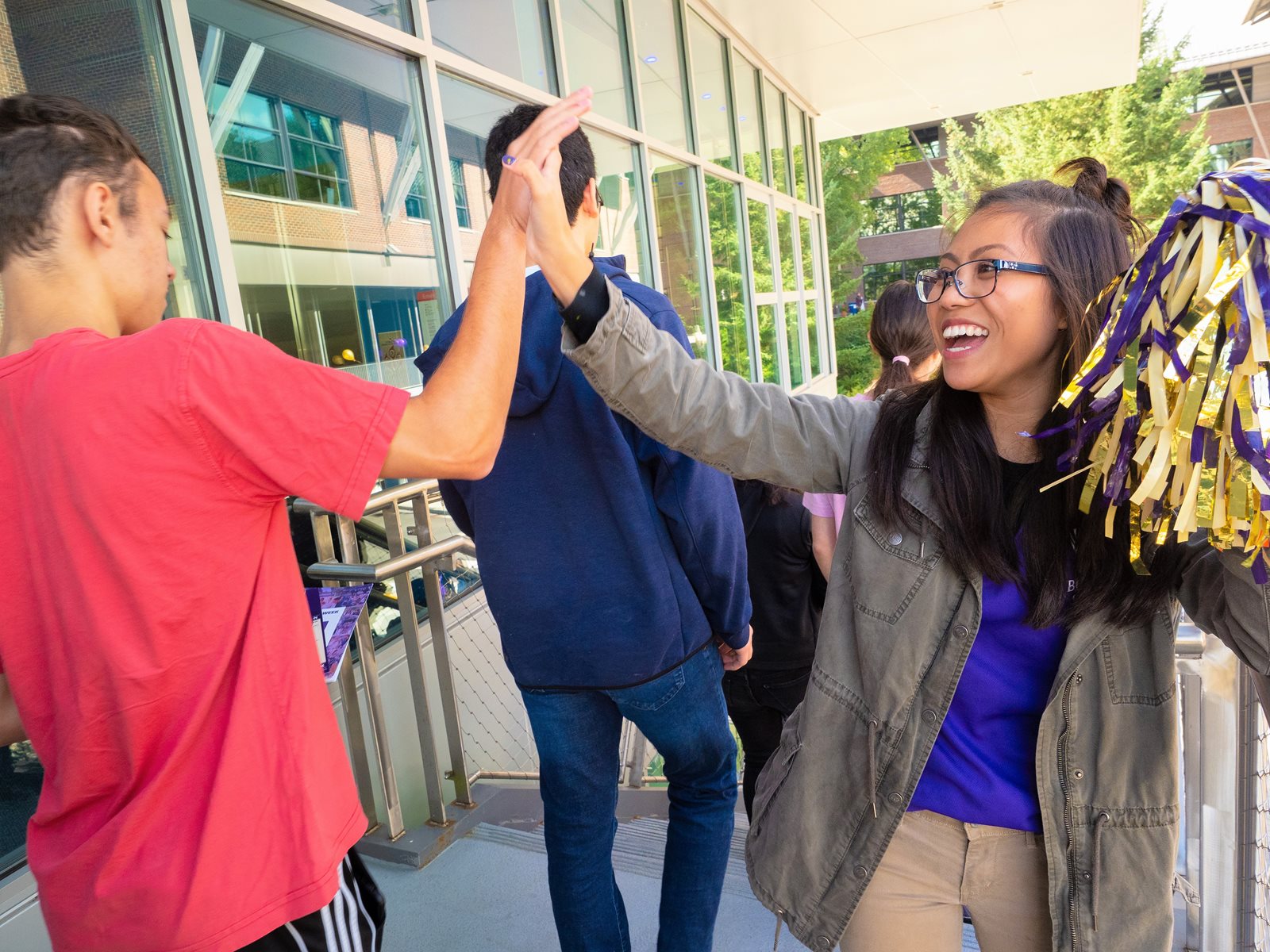 Greeting students