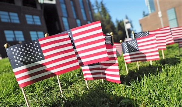 Flags on campus