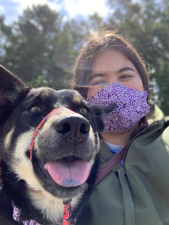 Alicia Christian with dog, Maybelline