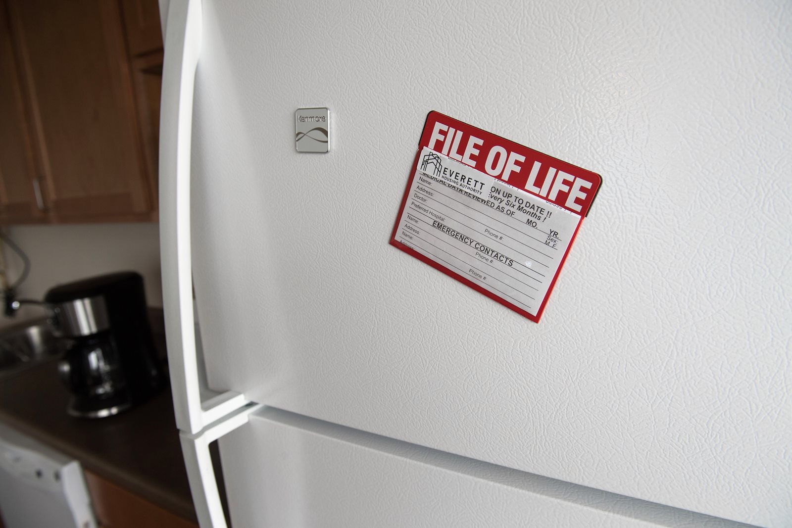 File of Life on refrigerator door