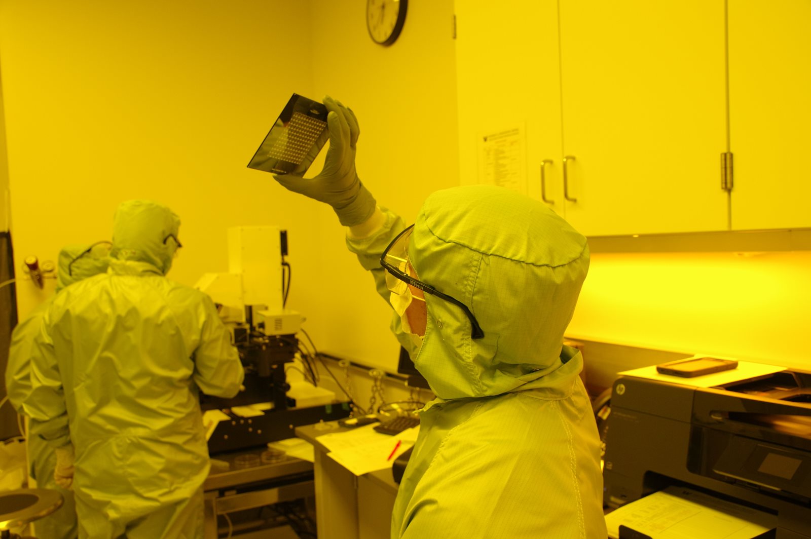 Scientists inside clean room