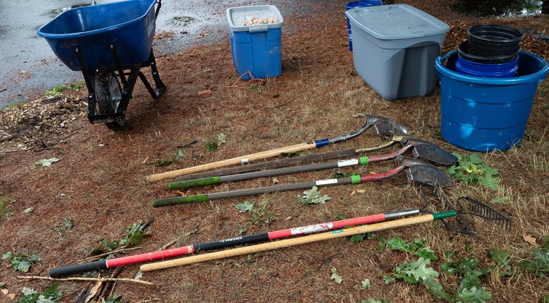 Garden implements on the ground