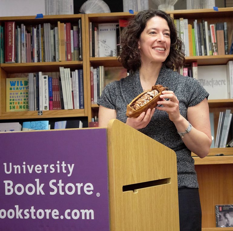 Kristy Leissle speaking in 2018.