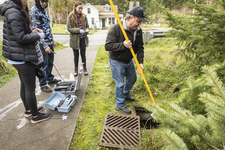 Sampling a storm drain