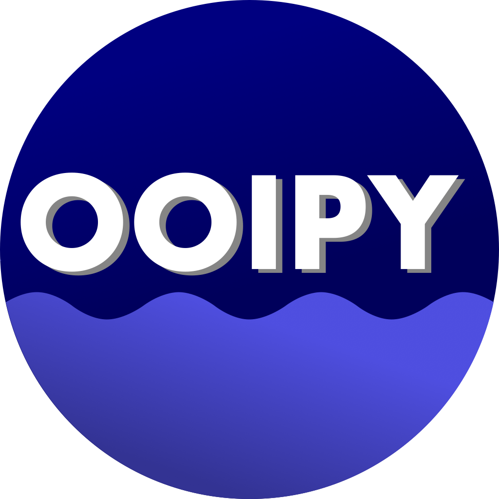 OOIPY circular emblem with purple background with lighter purple wave filling bottom of logo