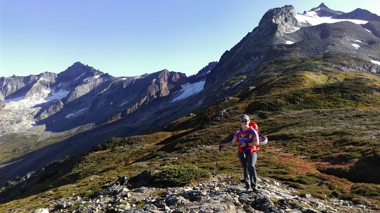 Sara Papanikolaou near melting glacier