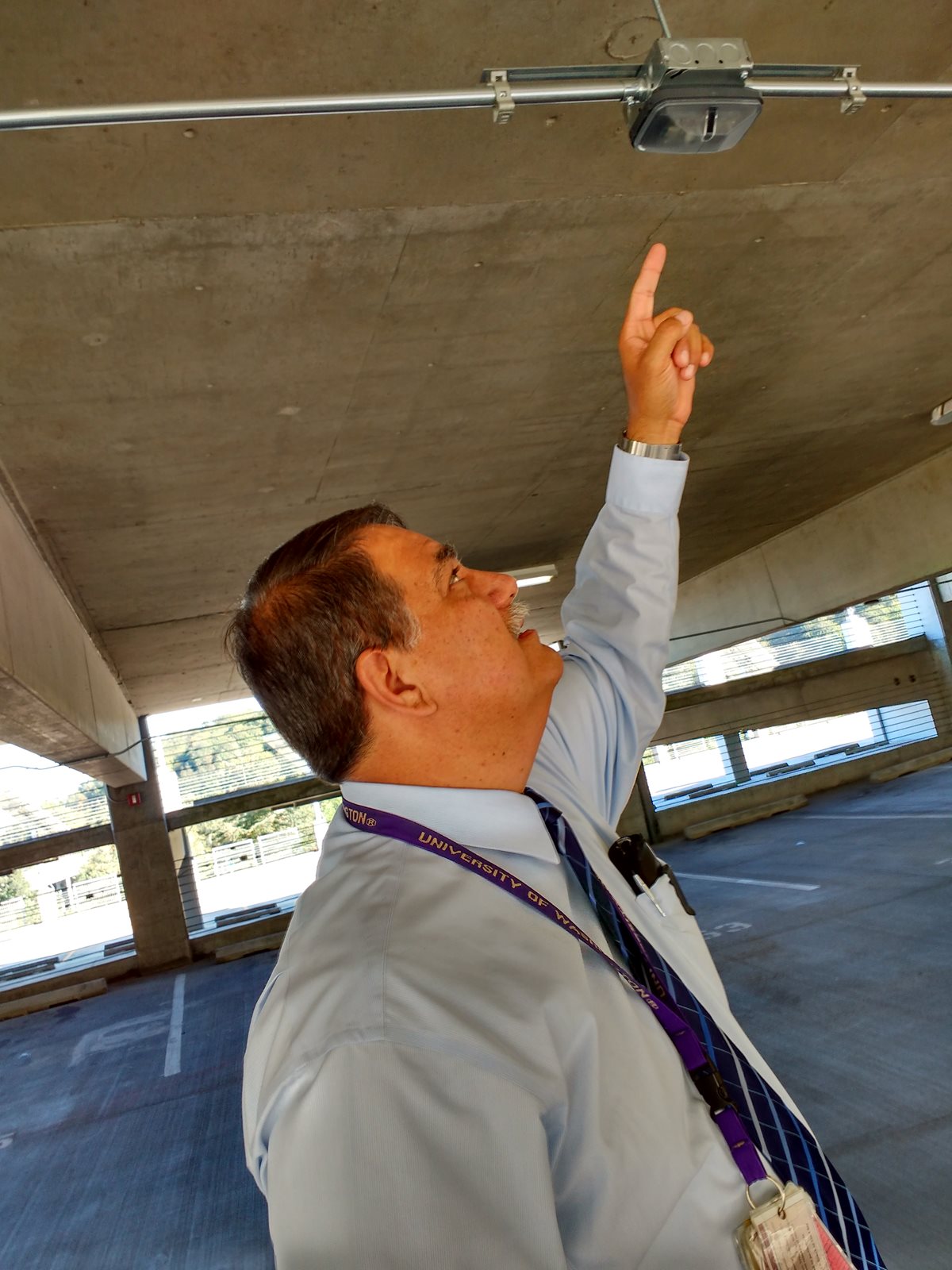 Tony Guerrero points at signal light